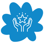 icon of a star being held aloft by hands